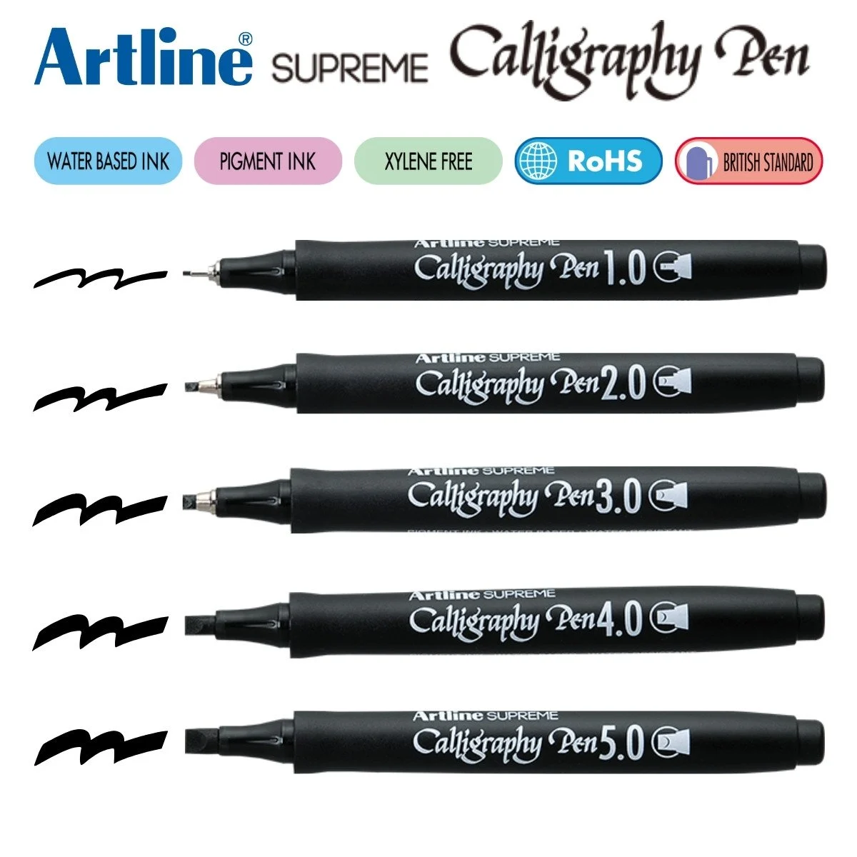 Artline Caligraphy Pen 2.0 Kesik Uçlu Kaligrafi Kalemi Siyah / EPF-242