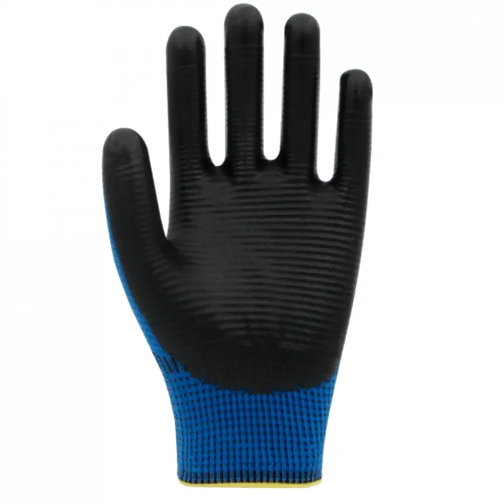 Beybi PN5 Zebra Polyester Örme Nitril Eldiven Mavi