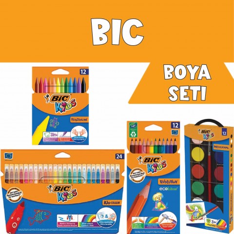 Bic Boya Seti (12'li Kuru Boya + 24'lü Keçeli Kalem + 12'li Pastel Boya + 12'li Sulu Boya)