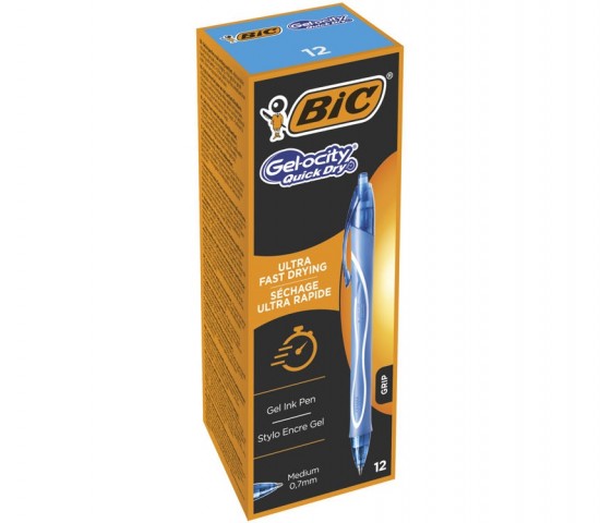 Bic Gelocity Hızlı Kuruyan Basmalı Jel Kalem 0.7 mm 12'li Kutu Açık Mavi