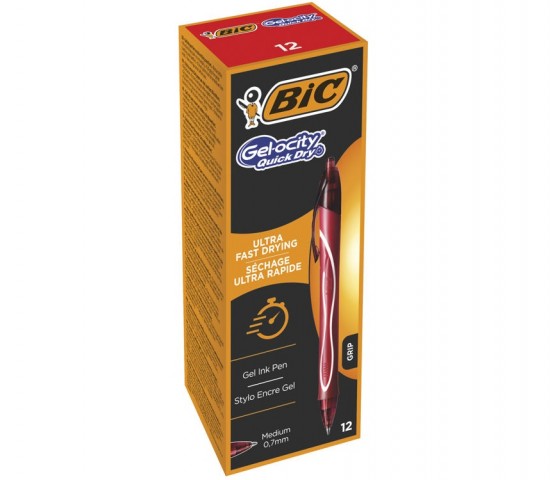 Bic Gelocity Hızlı Kuruyan Basmalı Jel Kalem 0.7 mm 12'li Kutu Kırmızı