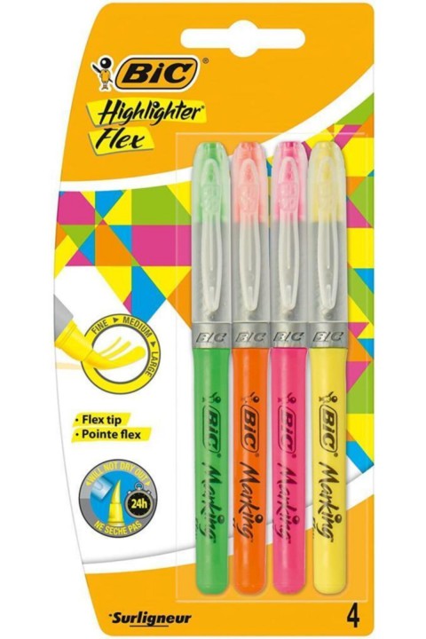 Bic Highliter Flex 4'lü Fosforlu Kalem