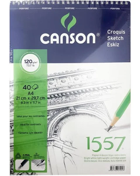 Canson 1557 A4 40yp 120gr Spiralli Eskiz Çizim Resim Defteri / FCNS12040A4US