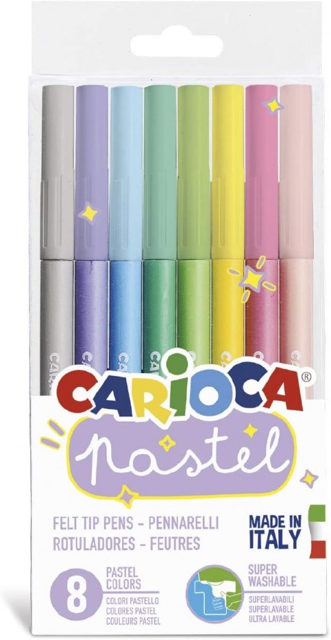 Carioca Süper Yıkanabilir 8'li Pastel Renk Keçeli Kalem / 43032