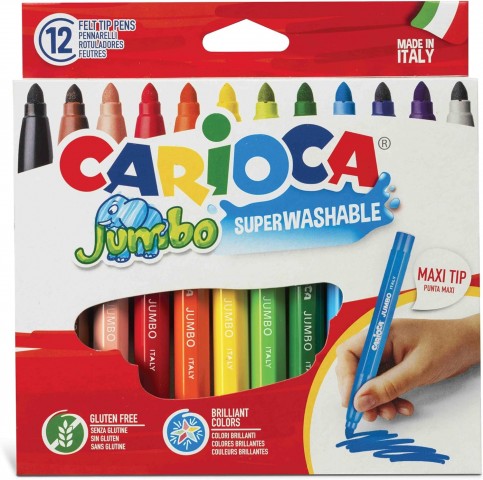 Carioca 12'li Jumbo Süper Yıkanabilir Keçeli Boya Kalemi / 40569