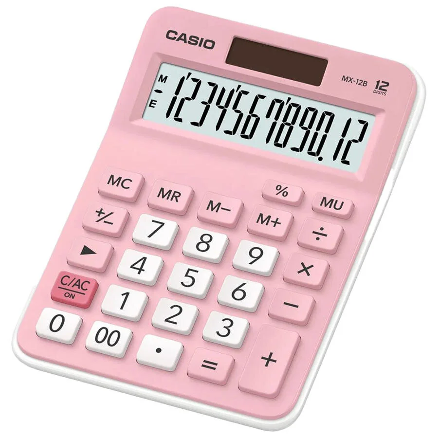 Casio 12 Haneli Mini Masaüstü Hesap Makinesi Açık Pembe / MX‑12B‑PK