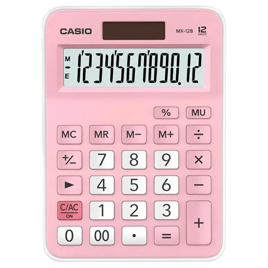 Casio 12 Haneli Mini Masaüstü Hesap Makinesi Açık Pembe / MX‑12B‑PK