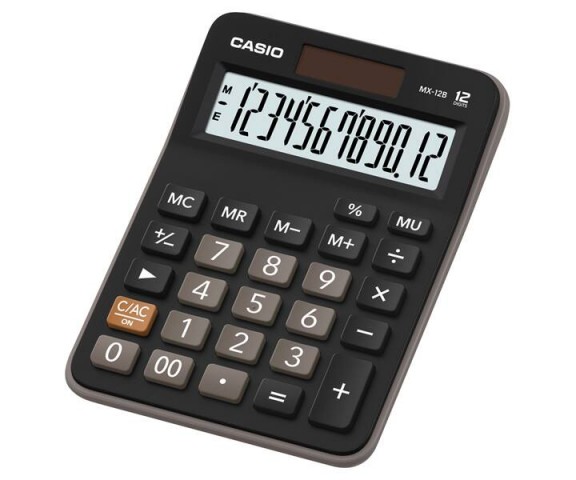 Casio 12 Haneli Mini Masaüstü Hesap Makinesi Siyah / MX‑12B-BK