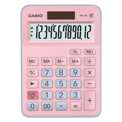 Casio 12 Haneli Mini Masaüstü Hesap Makinesi Pembe - Mavi / MX‑12B‑PKLB
