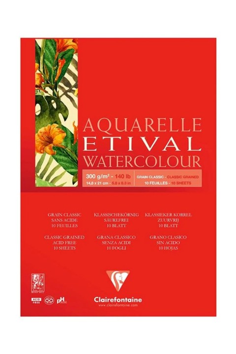 Clairefontaine Etival A5 Classic Grained Sulu Boya Defteri 300gr/m2 15 yaprak