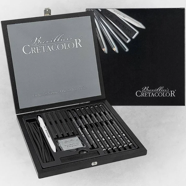 Cretacolor Black Box Drawing Set Premium Eskiz Çizim Seti 20'li Ahşap Kutu / 46040