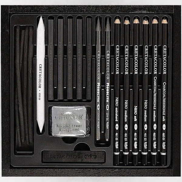 Cretacolor Black Box Drawing Set Premium Eskiz Çizim Seti 20'li Ahşap Kutu / 46040
