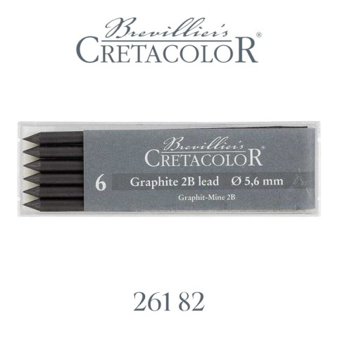Cretacolor Graphite Lead 5.6mm 2B Portmin Kalem Ucu 6'lı / 26182