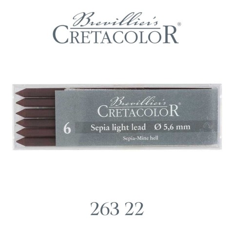 Cretacolor Lead 5.6mm Portmin Kalem Ucu 6'lı Sepia Light / 26322