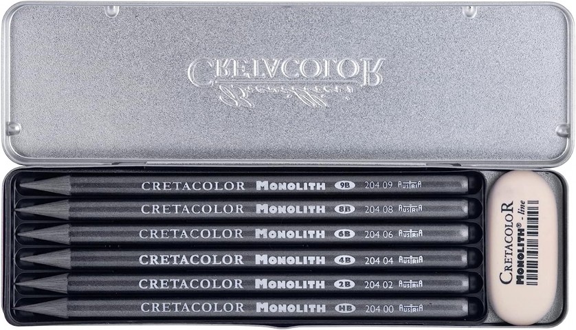 Cretacolor Monolith Graphite Ağaçsız Eskiz Çizim Kalemi Seti 7'li Metal Kutu / 20426