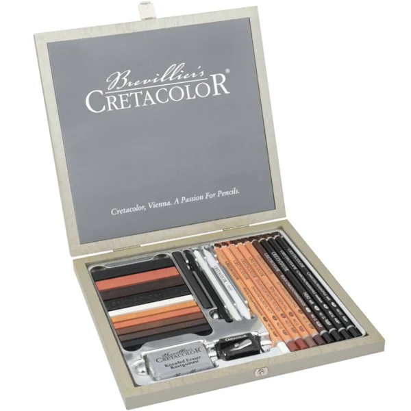 Cretacolor Passion Box Drawing Set Premium Eskiz Çizim Seti 25'li Ahşap Kutu / 40041