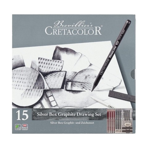 Cretacolor Silver Box Premium Eskiz Seti Metal Kutu 15 Parça 40018