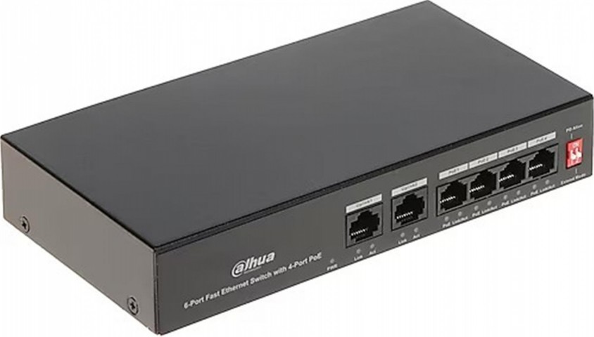 Dahua PFS3006-4ET-36 6 Port 10-100 (4 Poe + 2fe Uplınk Toplam 36W Poe)