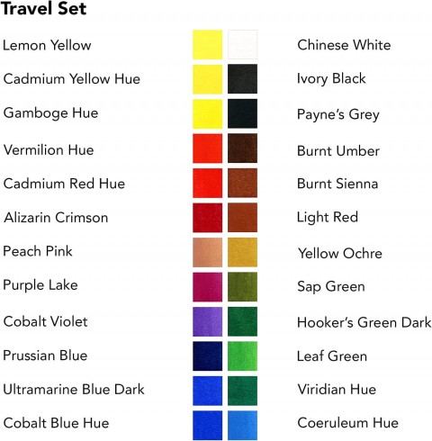 Daler Rowney Aquafine 24'lü Travel Set Plastik Kutulu Tablet Sulu Boya Seti / 0122