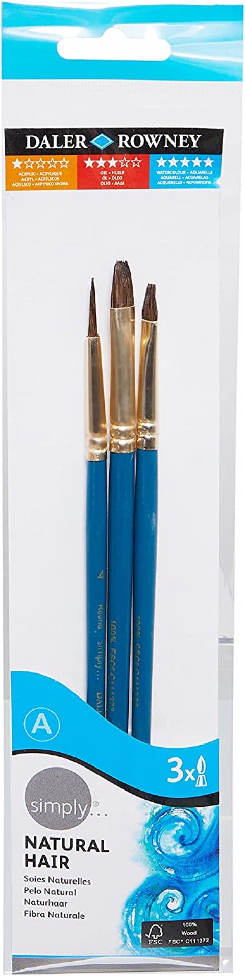 Daler Rowney Deve Kili 3'lü Fırça Seti Kısa Sap #2 / 216910301