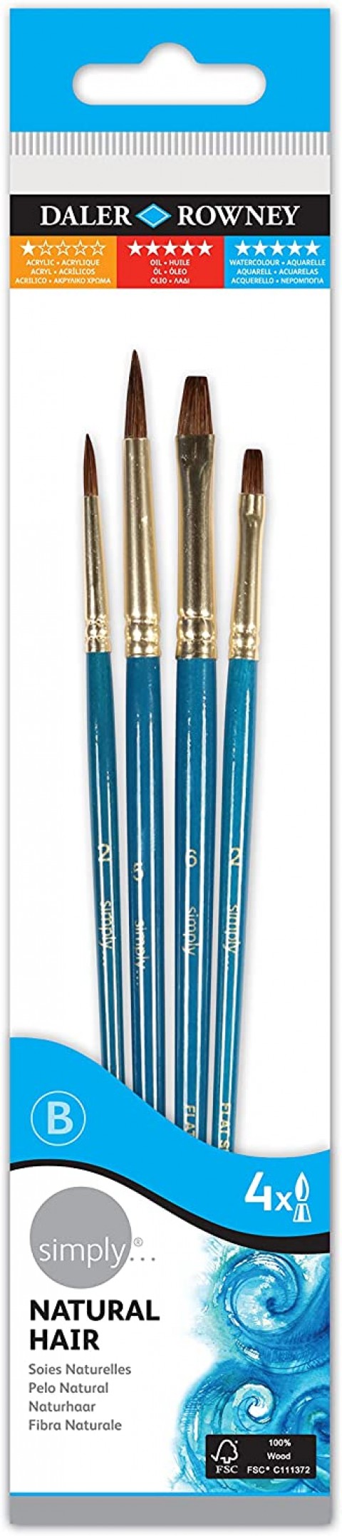 Daler Rowney Deve Kili 4'lü Fırça Seti Kısa Sap / 216910400