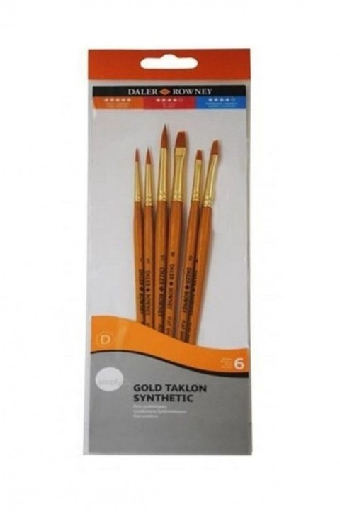 Daler Rowney Simply Gold Taklon Synthetic 6lı Fırça Seti / Kod:601
