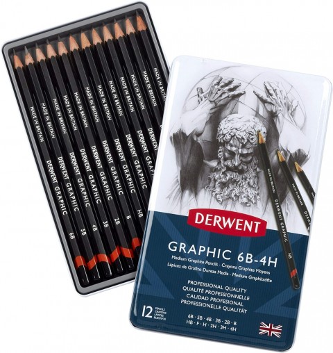 Derwent Graphic Set 12'li Dereceli Kurşun Kalem Çizim Seti - Medium / 34214