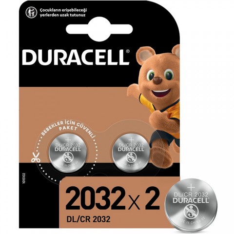 Duracell CR 2032 Lityum 3V Düğme Pil 2'li Kartela / 1034452