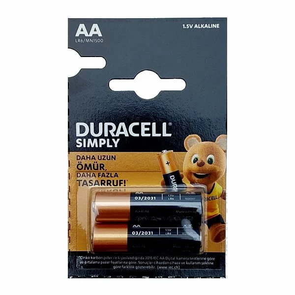 Duracell Simply AA Kalem Pil 2'li Kartela /