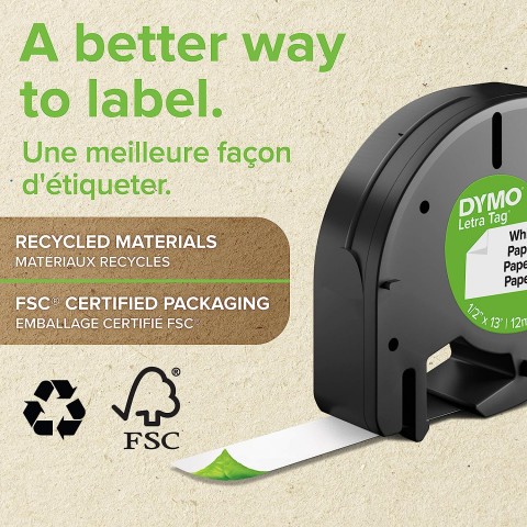 Dymo LetraTag Plastik Şerit (12 mm X 4 mt), Beyaz (59422) / S0721660