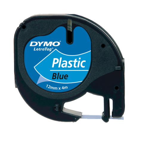 Dymo Letratag Şerit Plastik 12mmx4mt Mavi Üzerine Siyah / S0721650