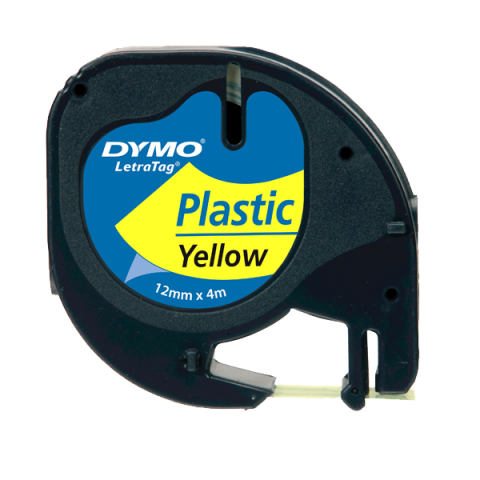 Dymo Letratag Şerit Plastik 12mmx4mt Sarı Üzerine Siyah / S0721620