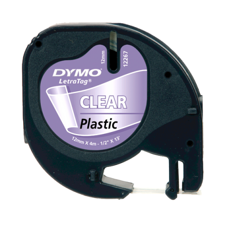 Dymo Letratag Şerit Plastik 12mmx4mt Şeffaf Üzerine Siyah / S0721530