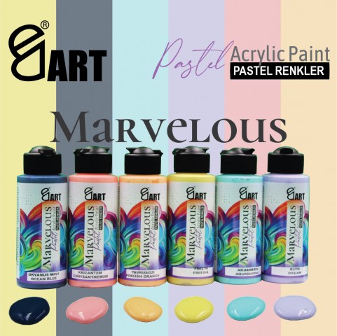 E&D Art Marvelous 6x110ml Akrilik Boya Pastel Renkler Set / ed.55269