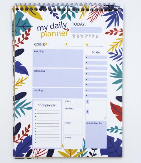 E&D Art Üstten Spiralli Daily Planner A5 Günlük Planlayıcı - Flowers / ed.56457