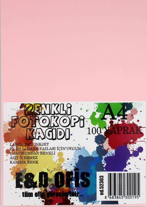 E&D Ofis A4 100 Yaprak 10 Renk Karışık Renkli Fotokopi Kağıdı / 53303 E&D Ofis A4 100 Yaprak 10 Renk Karışık Renkli Fotokopi Kağıdı / 53303