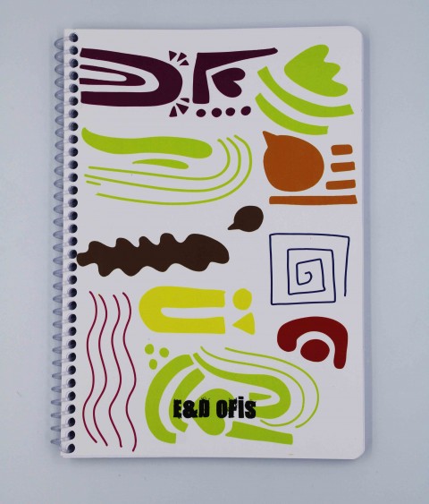 E&D Ofis A5 80yp Spiralli Düz Okul Defteri - Şekiller