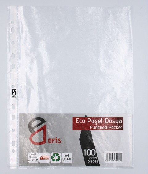 E&D Ofis Eco Şeffaf POŞET Dosya 100'lü Paket