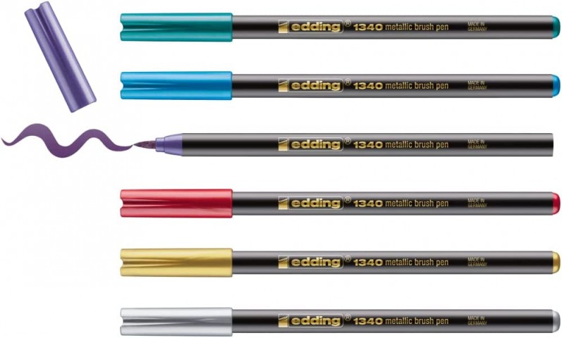 Edding 1340 Brush Pen 6'lı Metalik Fırça Uçlu Kalem Set