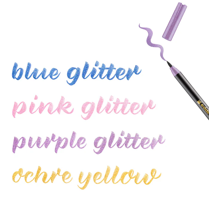 Edding 1340 Glitter Colors 4'lü Simli Fırça Uçlu Kalem Seti / 4-1340-4-3