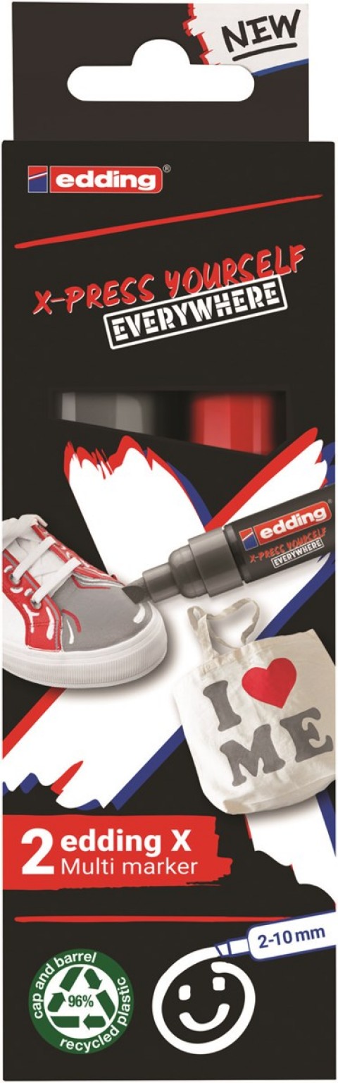 Edding 6900 X Multi Marker 2-10mm Kesik Uç 2'li Set - Gri / 4-6900-2-2