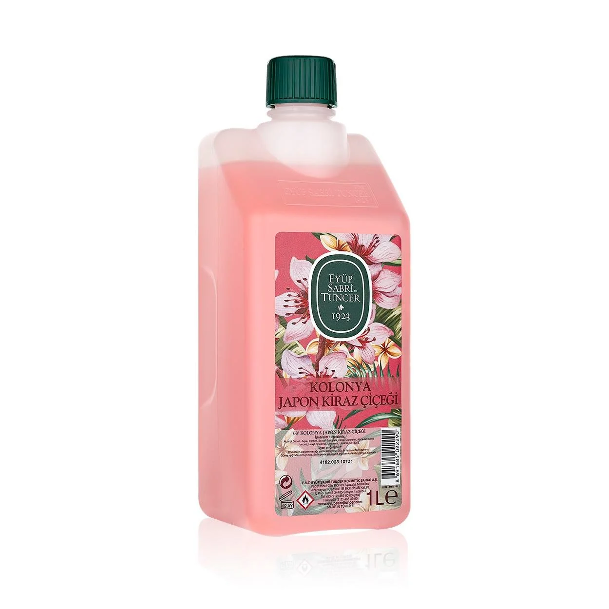 Eyüp Sabri Tuncer Kolonya 1 Litre Japon Kiraz Çiçeği - Pet Şişe Koruma Kapaklı /