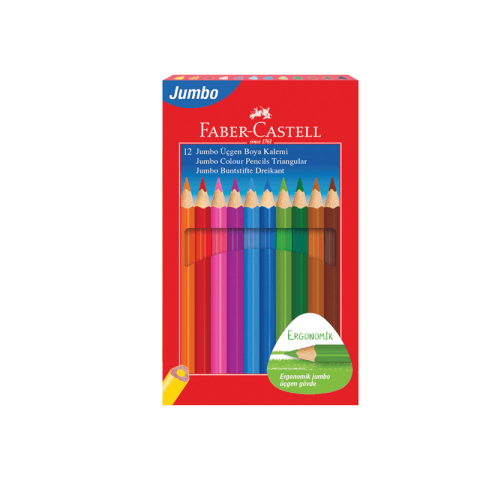 Faber Castell 12 Renk Jumbo Üçgen Tam Boy Kuru Boya Kalemi / 5171116615