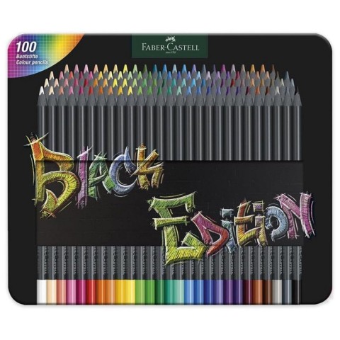 Faber Castell Black Edition 100'lü Kuru Boya Kalem Seti Metal Kutu /