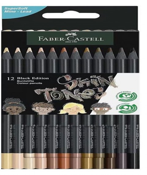 Faber Castell Black Edition Kuru Boya Kalemi 12li Skin Tones / 116414