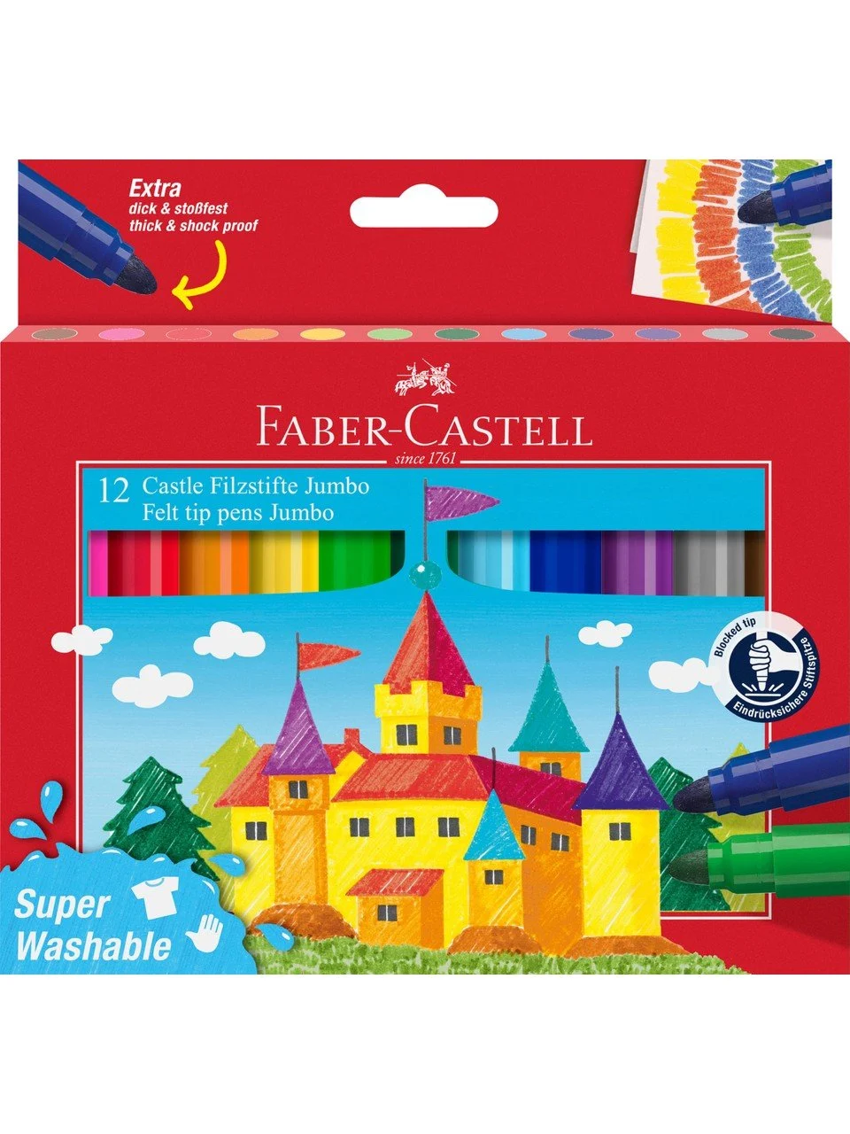 Faber Castell Süper Washable 12'li Jumbo Keçeli Boya Kalemi / 154311