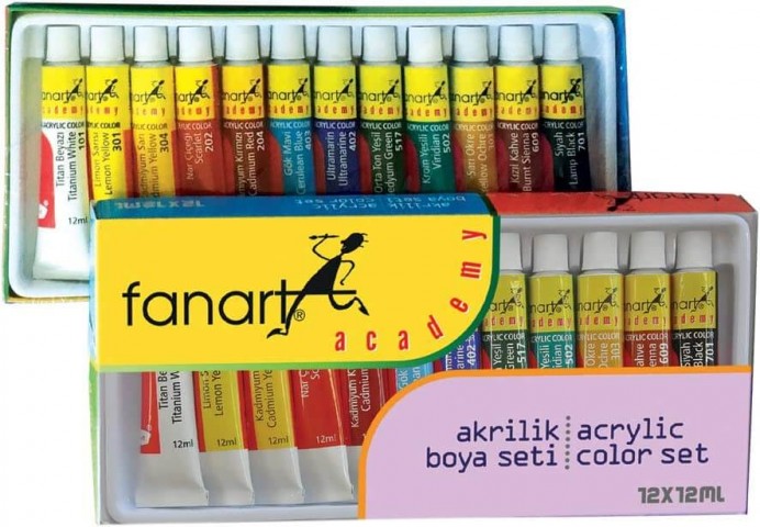 Fanart Academy 12x12ml Akrilik Boya Seti / 2000.S12