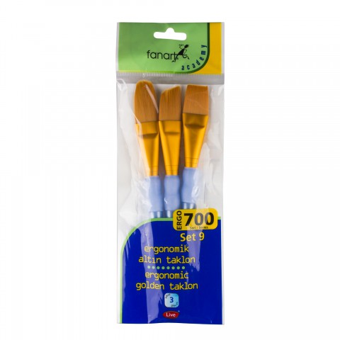 Fanart 700 Serisi Ergonomik Altın 3'lü Fırça Seti- Set-9