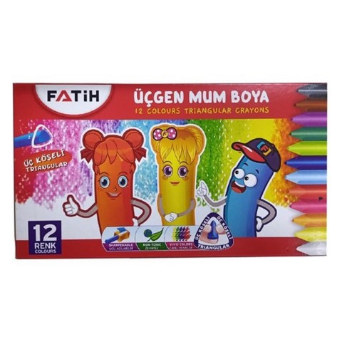 Fatih 12'li Üçgen Mum Boya Karton Kutu /