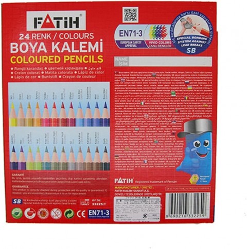 Fatih 24'lü Tam Boy Kuru Boya Karton Kutu / 33225
